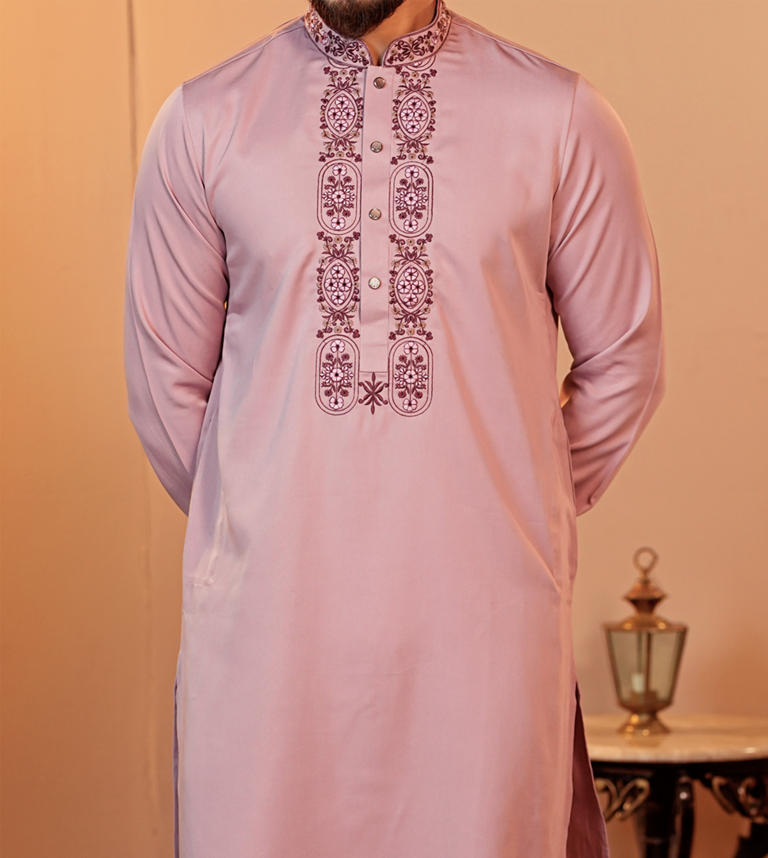 La Flora Rose Pink Embroidered Panjabi