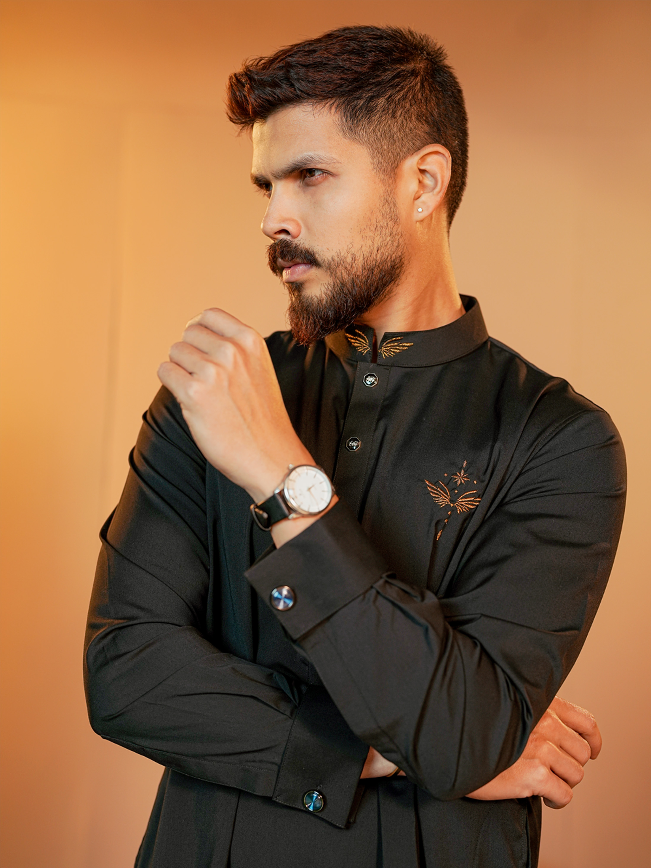 La Flora Prestige Black Embroidered Panjabi