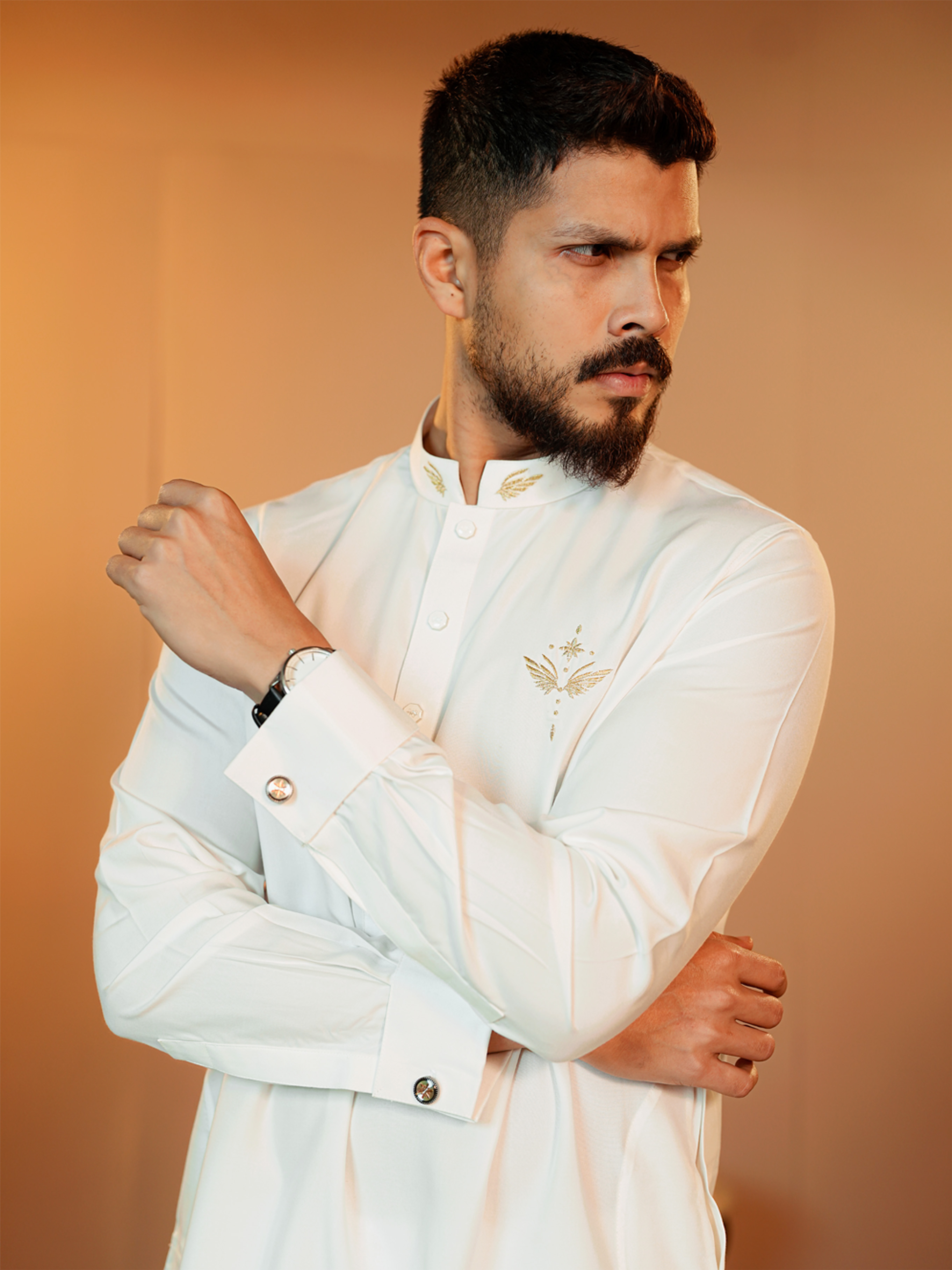 La Flora Royal White Embroidered Panjabi